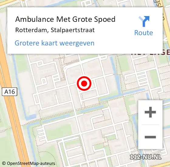 Locatie op kaart van de 112 melding: Ambulance Met Grote Spoed Naar Rotterdam, Stalpaertstraat op 3 februari 2023 10:44