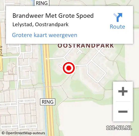 Locatie op kaart van de 112 melding: Brandweer Met Grote Spoed Naar Lelystad, Oostrandpark op 3 februari 2023 10:53