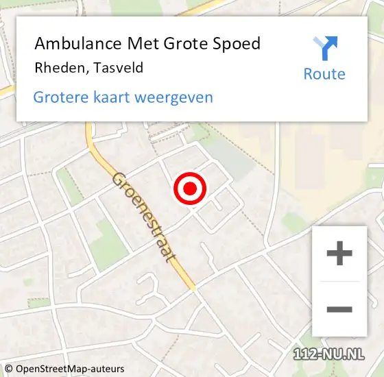 Locatie op kaart van de 112 melding: Ambulance Met Grote Spoed Naar Rheden, Tasveld op 3 februari 2023 11:17