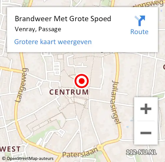 Locatie op kaart van de 112 melding: Brandweer Met Grote Spoed Naar Venray, Passage op 3 februari 2023 11:17