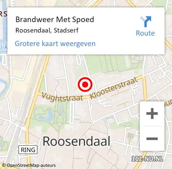 Locatie op kaart van de 112 melding: Brandweer Met Spoed Naar Roosendaal, Stadserf op 3 februari 2023 11:38