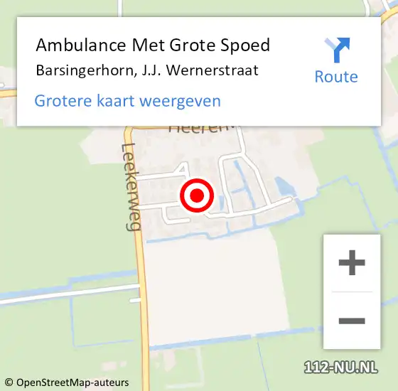 Locatie op kaart van de 112 melding: Ambulance Met Grote Spoed Naar Barsingerhorn, J.J. Wernerstraat op 3 februari 2023 11:41