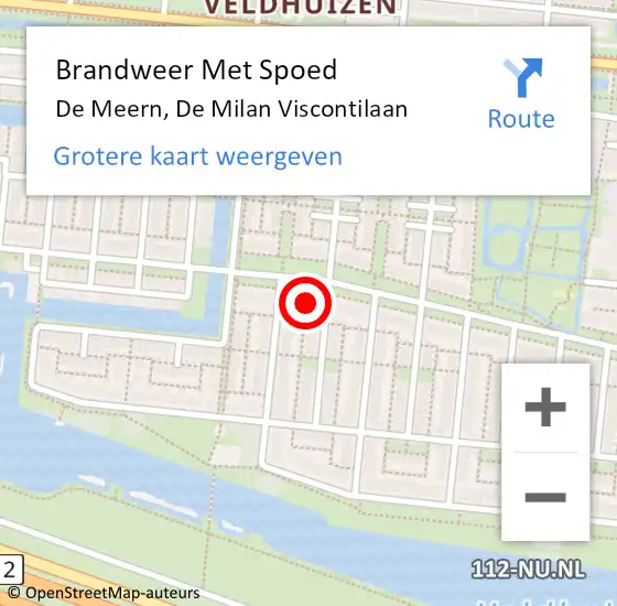 Locatie op kaart van de 112 melding: Brandweer Met Spoed Naar De Meern, De Milan Viscontilaan op 3 februari 2023 12:11