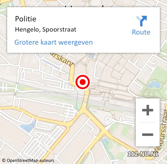 Locatie op kaart van de 112 melding: Politie Hengelo, Spoorstraat op 3 februari 2023 12:15