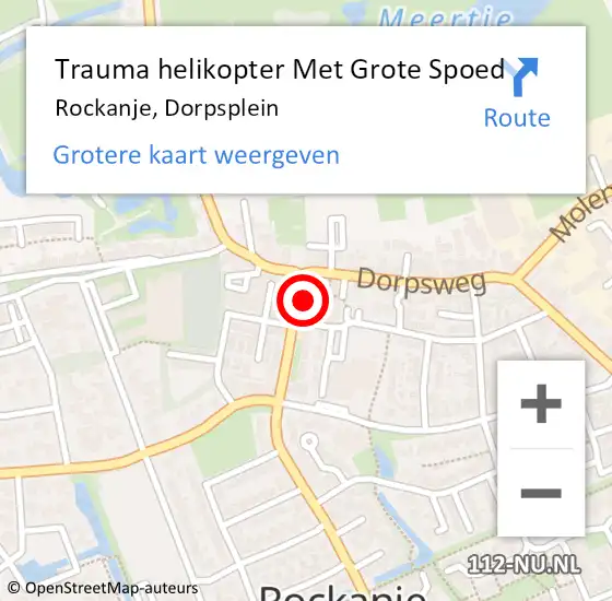 Locatie op kaart van de 112 melding: Trauma helikopter Met Grote Spoed Naar Rockanje, Dorpsplein op 3 februari 2023 12:16