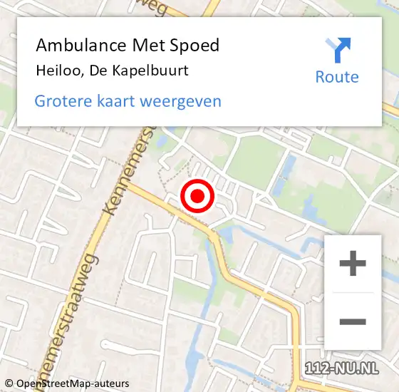 Locatie op kaart van de 112 melding: Ambulance Met Spoed Naar Heiloo, De Kapelbuurt op 3 februari 2023 12:25