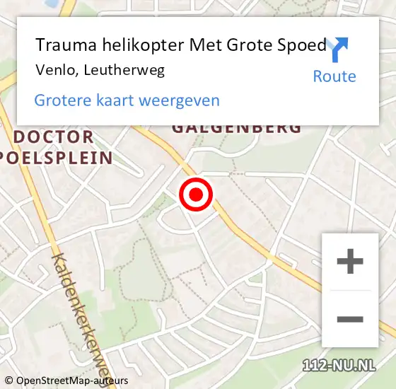 Locatie op kaart van de 112 melding: Trauma helikopter Met Grote Spoed Naar Venlo, Leutherweg op 3 februari 2023 12:26