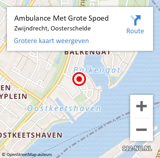 Locatie op kaart van de 112 melding: Ambulance Met Grote Spoed Naar Zwijndrecht, Oosterschelde op 3 februari 2023 12:31