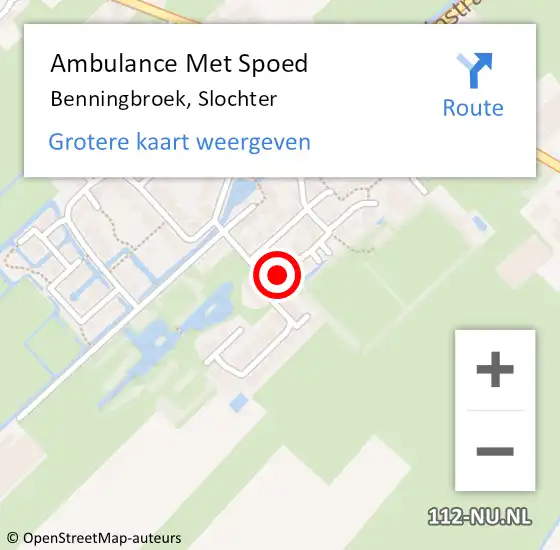 Locatie op kaart van de 112 melding: Ambulance Met Spoed Naar Benningbroek, Slochter op 14 augustus 2014 11:12