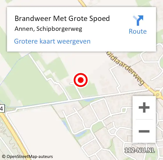 Locatie op kaart van de 112 melding: Brandweer Met Grote Spoed Naar Annen, Schipborgerweg op 3 februari 2023 12:38