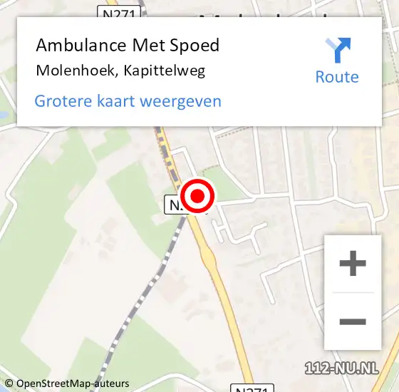 Locatie op kaart van de 112 melding: Ambulance Met Spoed Naar Molenhoek, Kapittelweg op 3 februari 2023 12:39