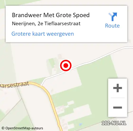 Locatie op kaart van de 112 melding: Brandweer Met Grote Spoed Naar Neerijnen, 2e Tieflaarsestraat op 3 februari 2023 13:11