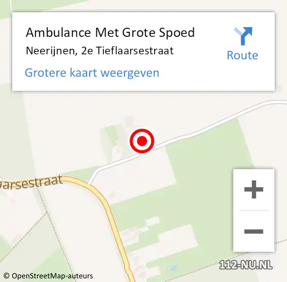 Locatie op kaart van de 112 melding: Ambulance Met Grote Spoed Naar Neerijnen, 2e Tieflaarsestraat op 3 februari 2023 13:11