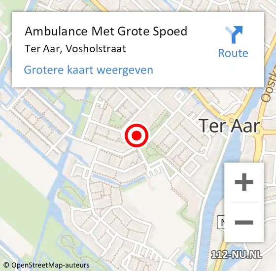 Locatie op kaart van de 112 melding: Ambulance Met Grote Spoed Naar Ter Aar, Vosholstraat op 14 augustus 2014 11:18