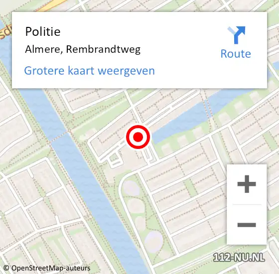 Locatie op kaart van de 112 melding: Politie Almere, Rembrandtweg op 3 februari 2023 13:25