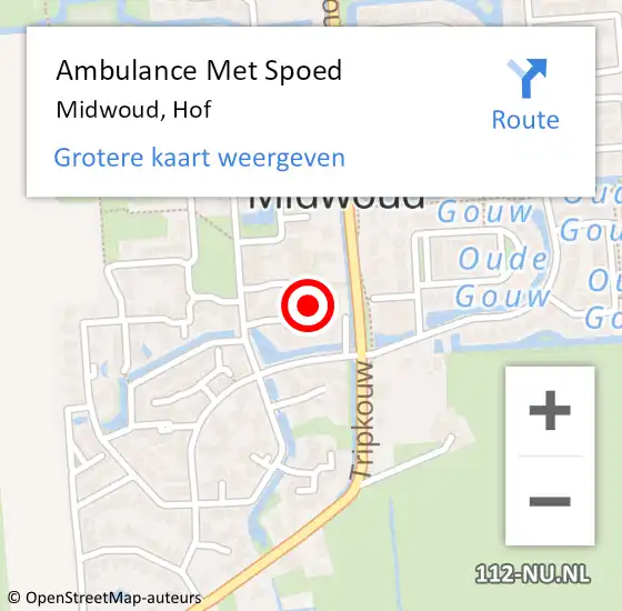 Locatie op kaart van de 112 melding: Ambulance Met Spoed Naar Midwoud, Hof op 3 februari 2023 13:25