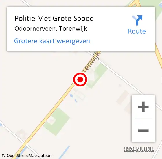 Locatie op kaart van de 112 melding: Politie Met Grote Spoed Naar Odoornerveen, Torenwijk op 3 februari 2023 13:49