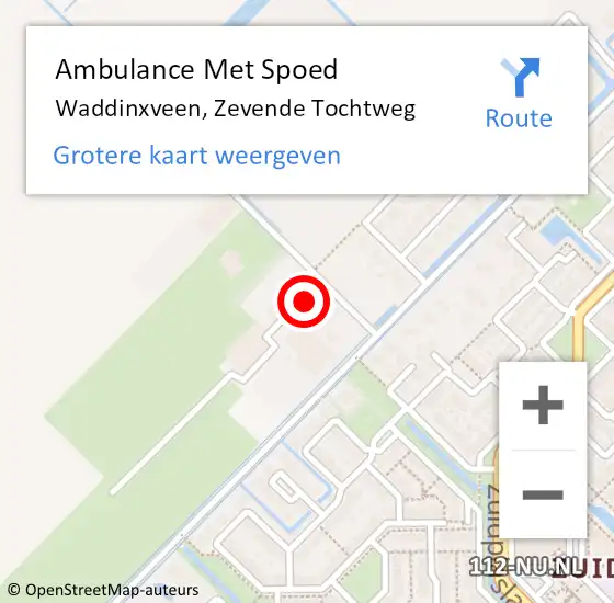 Locatie op kaart van de 112 melding: Ambulance Met Spoed Naar Waddinxveen, Zevende Tochtweg op 3 februari 2023 13:55