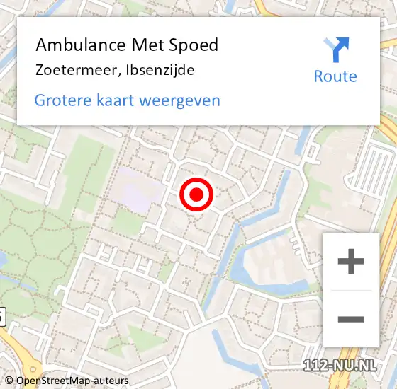 Locatie op kaart van de 112 melding: Ambulance Met Spoed Naar Zoetermeer, Ibsenzijde op 3 februari 2023 14:08