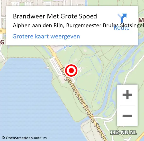 Locatie op kaart van de 112 melding: Brandweer Met Grote Spoed Naar Alphen aan den Rijn, Burgemeester Bruins Slotsingel op 3 februari 2023 14:26