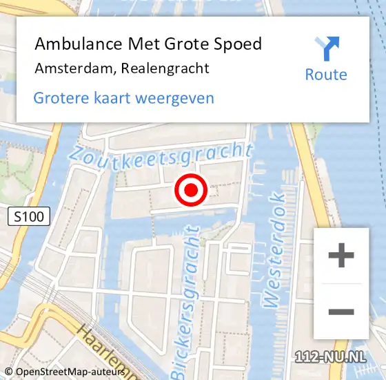 Locatie op kaart van de 112 melding: Ambulance Met Grote Spoed Naar Amsterdam, Realengracht op 3 februari 2023 14:26