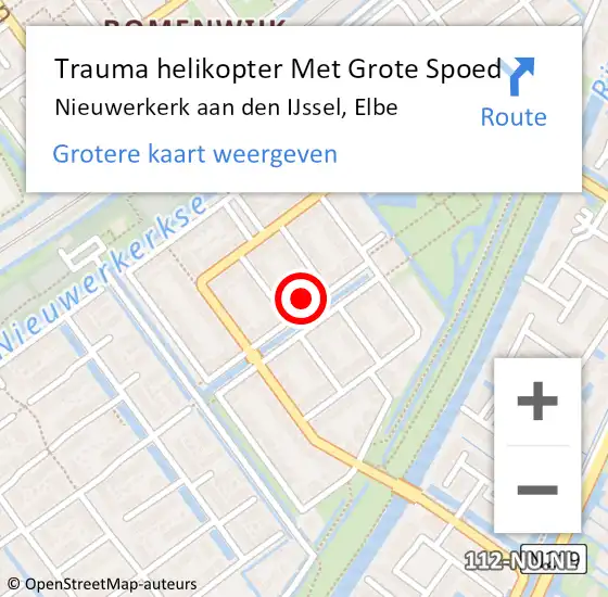 Locatie op kaart van de 112 melding: Trauma helikopter Met Grote Spoed Naar Nieuwerkerk aan den IJssel, Elbe op 3 februari 2023 14:27