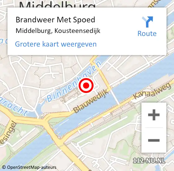 Locatie op kaart van de 112 melding: Brandweer Met Spoed Naar Middelburg, Kousteensedijk op 3 februari 2023 14:36