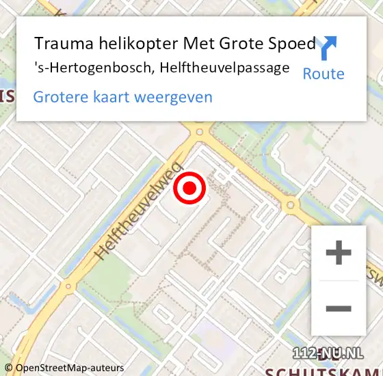 Locatie op kaart van de 112 melding: Trauma helikopter Met Grote Spoed Naar 's-Hertogenbosch, Helftheuvelpassage op 3 februari 2023 14:44