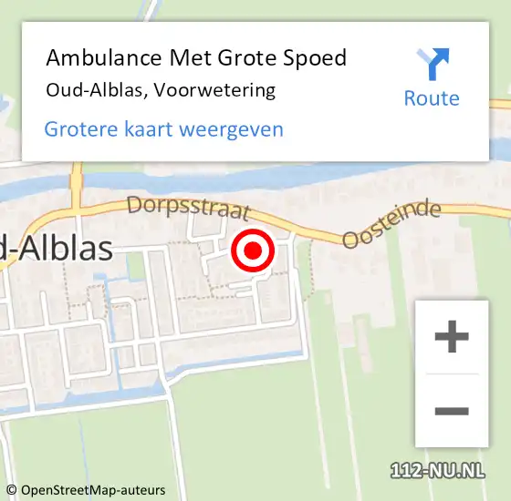 Locatie op kaart van de 112 melding: Ambulance Met Grote Spoed Naar Oud-Alblas, Voorwetering op 3 februari 2023 14:55