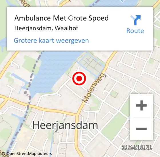 Locatie op kaart van de 112 melding: Ambulance Met Grote Spoed Naar Heerjansdam, Waalhof op 3 februari 2023 15:05