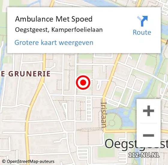 Locatie op kaart van de 112 melding: Ambulance Met Spoed Naar Oegstgeest, Kamperfoelielaan op 3 februari 2023 15:09
