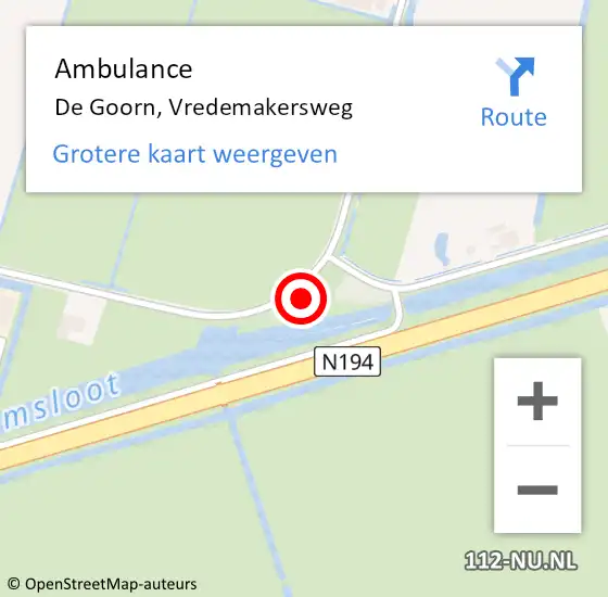 Locatie op kaart van de 112 melding: Ambulance De Goorn, Vredemakersweg op 3 februari 2023 15:29