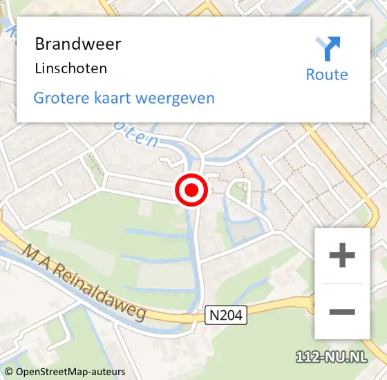 Locatie op kaart van de 112 melding: Brandweer Linschoten op 3 februari 2023 15:30