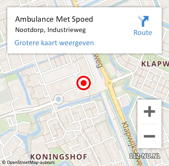 Locatie op kaart van de 112 melding: Ambulance Met Spoed Naar Nootdorp, Industrieweg op 3 februari 2023 15:41