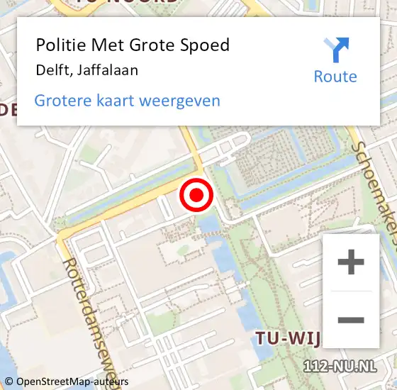 Locatie op kaart van de 112 melding: Politie Met Grote Spoed Naar Delft, Jaffalaan op 3 februari 2023 16:01