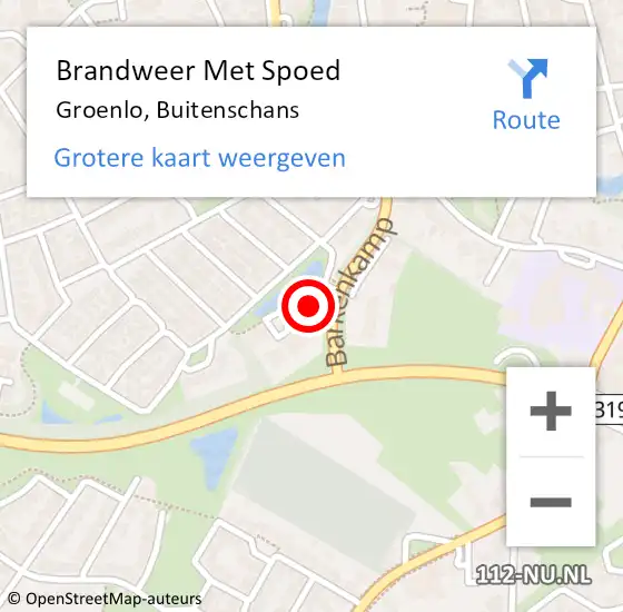 Locatie op kaart van de 112 melding: Brandweer Met Spoed Naar Groenlo, Buitenschans op 3 februari 2023 16:09