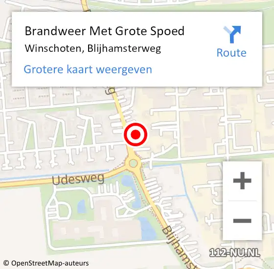 Locatie op kaart van de 112 melding: Brandweer Met Grote Spoed Naar Winschoten, Blijhamsterweg op 3 februari 2023 16:36