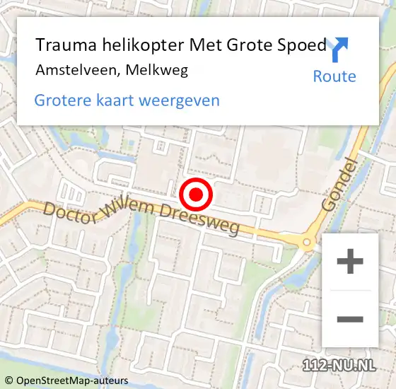 Locatie op kaart van de 112 melding: Trauma helikopter Met Grote Spoed Naar Amstelveen, Melkweg op 3 februari 2023 16:53