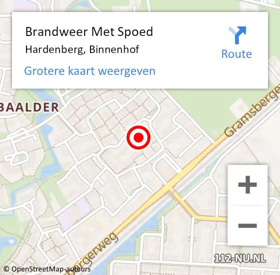 Locatie op kaart van de 112 melding: Brandweer Met Spoed Naar Hardenberg, Binnenhof op 3 februari 2023 17:00