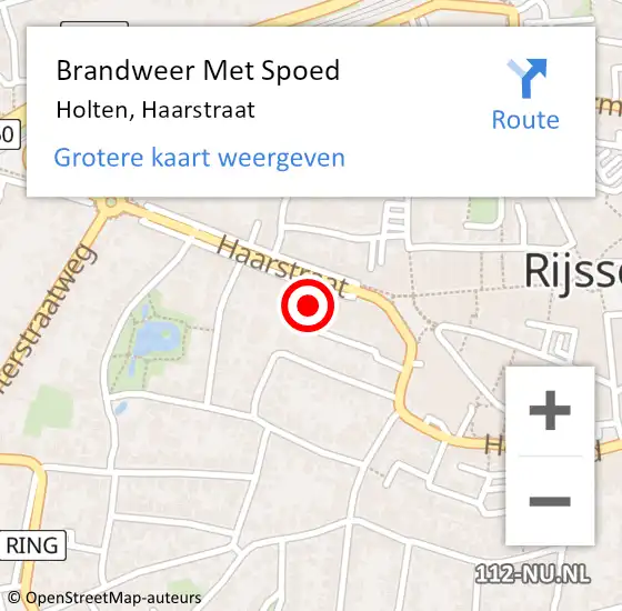 Locatie op kaart van de 112 melding: Brandweer Met Spoed Naar Holten, Haarstraat op 3 februari 2023 17:01