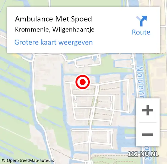 Locatie op kaart van de 112 melding: Ambulance Met Spoed Naar Krommenie, Wilgenhaantje op 3 februari 2023 17:24