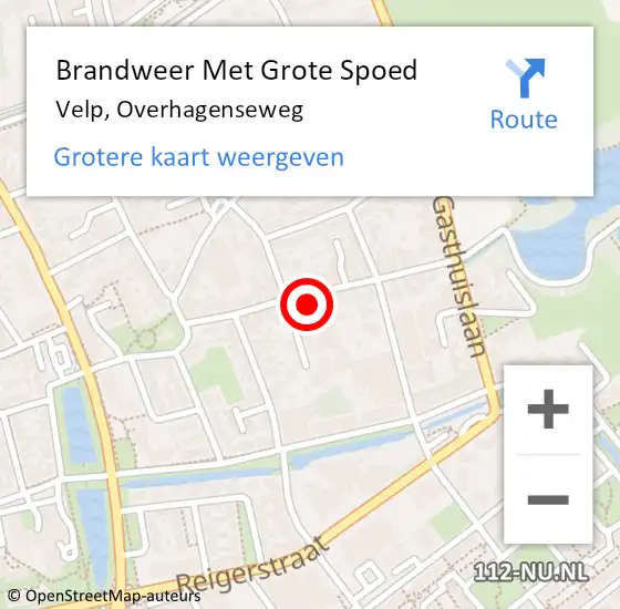 Locatie op kaart van de 112 melding: Brandweer Met Grote Spoed Naar Velp, Overhagenseweg op 3 februari 2023 17:46