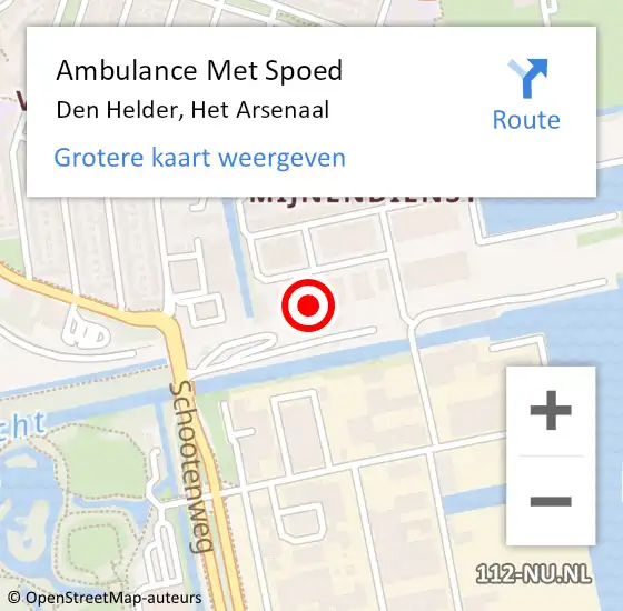 Locatie op kaart van de 112 melding: Ambulance Met Spoed Naar Den Helder, Het Arsenaal op 3 februari 2023 17:54