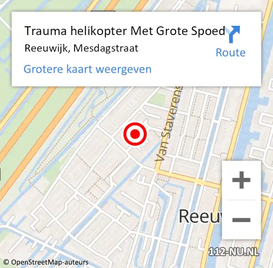 Locatie op kaart van de 112 melding: Trauma helikopter Met Grote Spoed Naar Reeuwijk, Mesdagstraat op 3 februari 2023 17:56