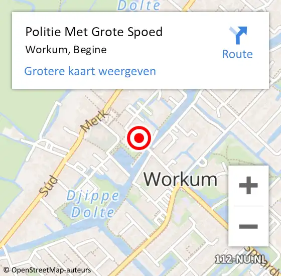 Locatie op kaart van de 112 melding: Politie Met Grote Spoed Naar Workum, Begine op 3 februari 2023 18:20