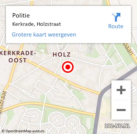 Locatie op kaart van de 112 melding: Politie Kerkrade, Holzstraat op 3 februari 2023 18:29