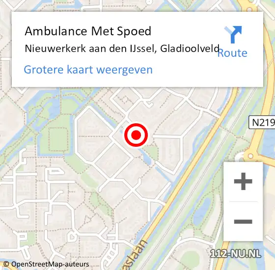 Locatie op kaart van de 112 melding: Ambulance Met Spoed Naar Nieuwerkerk aan den IJssel, Gladioolveld op 3 februari 2023 18:30