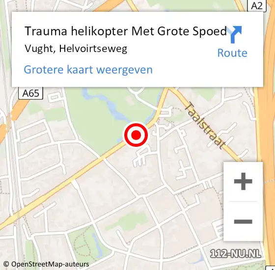 Locatie op kaart van de 112 melding: Trauma helikopter Met Grote Spoed Naar Vught, Helvoirtseweg op 3 februari 2023 18:32