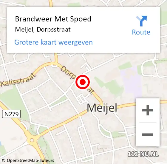 Locatie op kaart van de 112 melding: Brandweer Met Spoed Naar Meijel, Dorpsstraat op 3 februari 2023 18:39