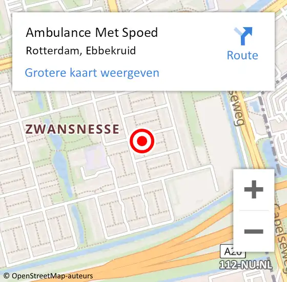 Locatie op kaart van de 112 melding: Ambulance Met Spoed Naar Rotterdam, Ebbekruid op 3 februari 2023 18:55